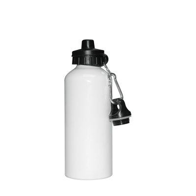 Bouteille d'eau en aluminium de 600 ml avec deux bouchons (blanc)
