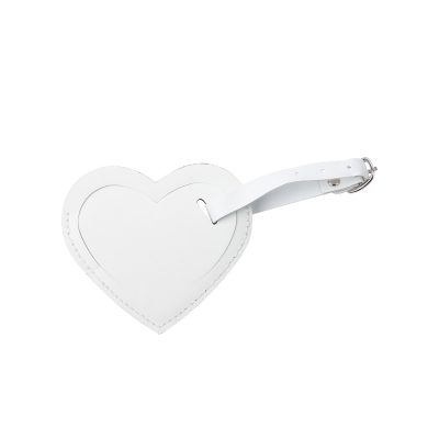 Étiquette de bagage en cuir PU double face (blanc, forme de coeur)