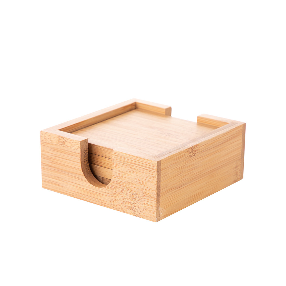 Ensemble de 4 dessous de verre carrés en bambou (9,7 cm)