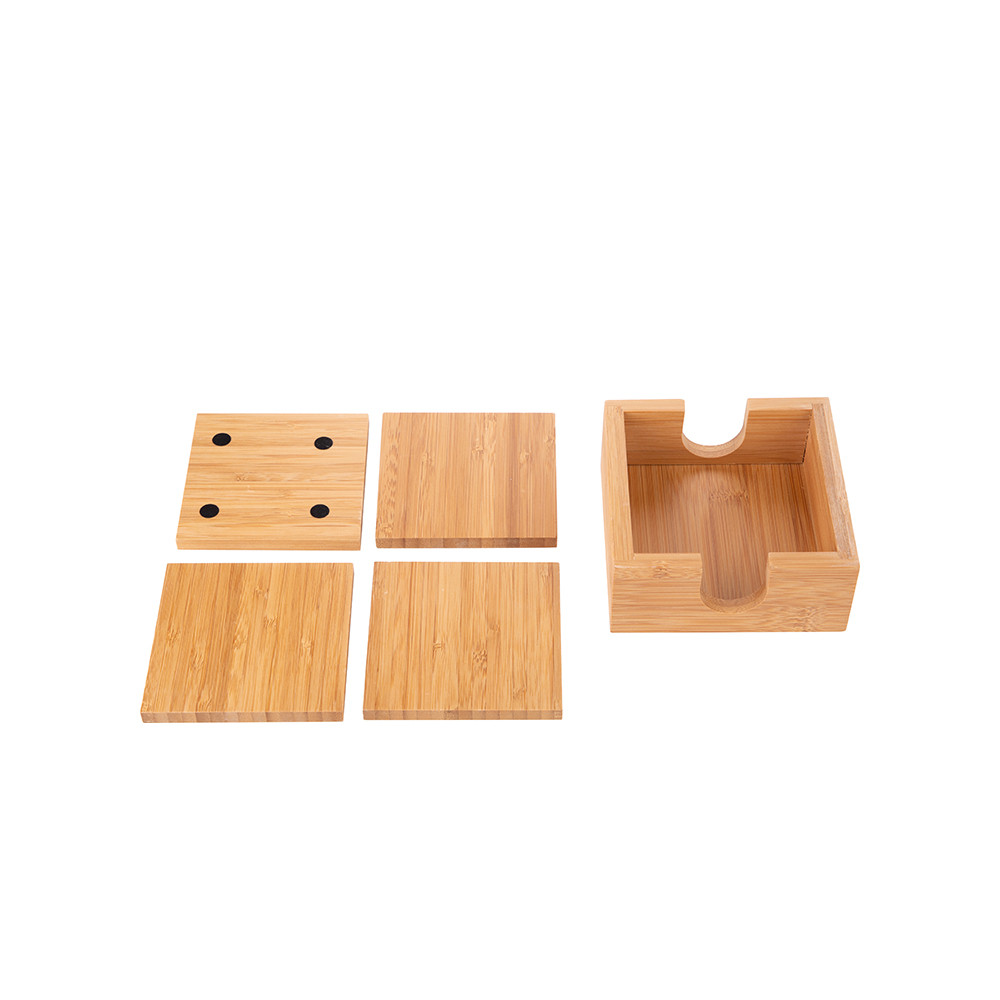 Ensemble de 4 dessous de verre carrés en bambou (9,7 cm)