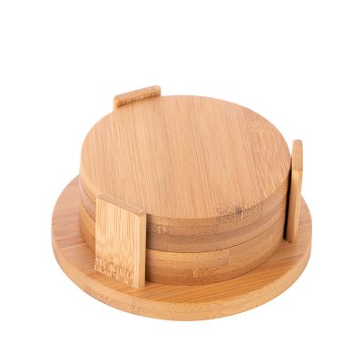 Ensemble de 4 dessous de verre ronds en bambou (9,5 cm) Ensemble de 4 dessous de verre ronds en bambou (9,5 cm)