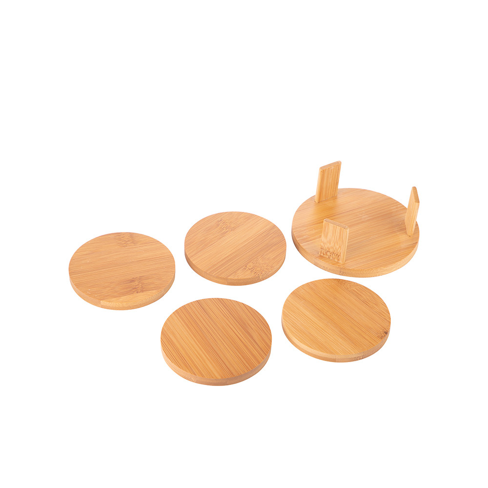 Ensemble de 4 dessous de verre ronds en bambou (9,5 cm)