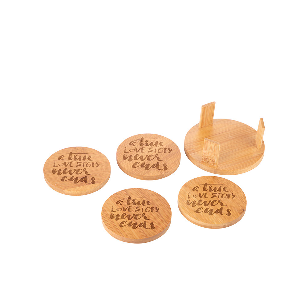 Ensemble de 4 dessous de verre ronds en bambou (9,5 cm)