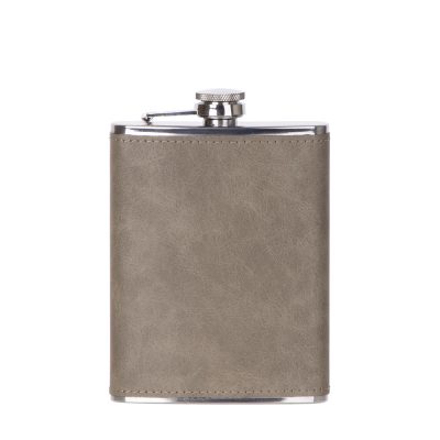 Flacon en acier inoxydable de 8 oz/240 ml avec couvercle en PU (gris foncé)