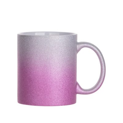 Tasse à paillettes à fond dégradé de 11 oz/330 ml (argent + violet)