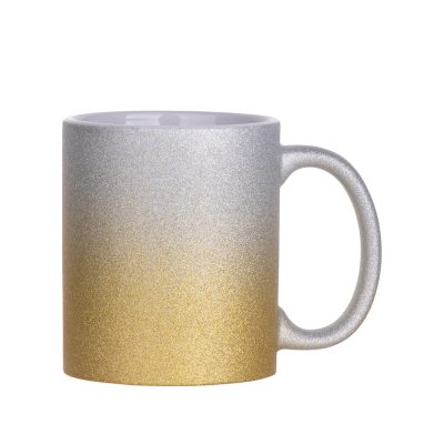 Tasse à paillettes à fond dégradé de 11 oz/330 ml (argent + or)