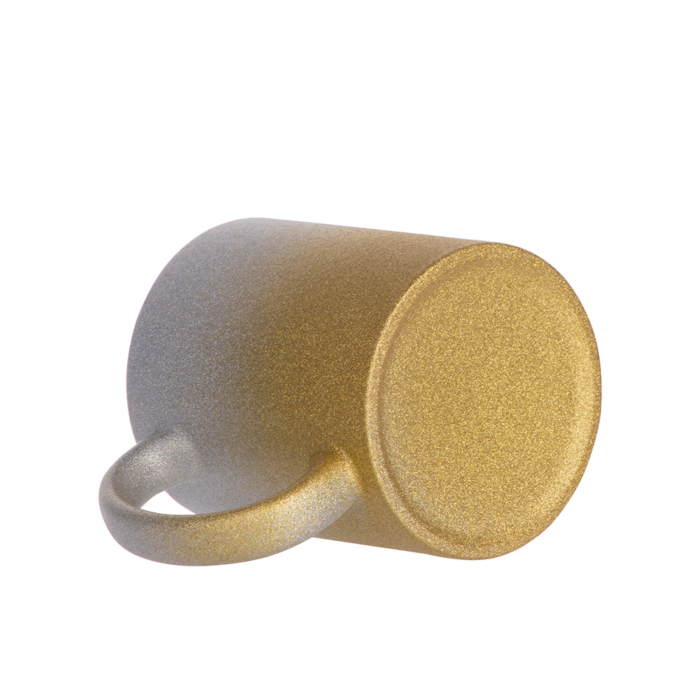 Tasse à paillettes à fond dégradé de 11 oz/330 ml (argent + or)