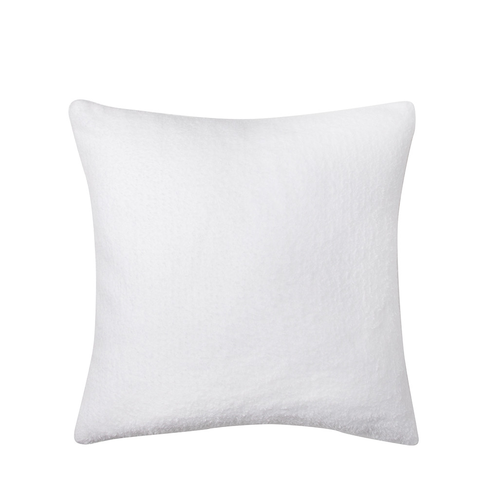 Housse de coussin carrée en peluche mélangée (blanc avec blanc, 40 x 40 cm)