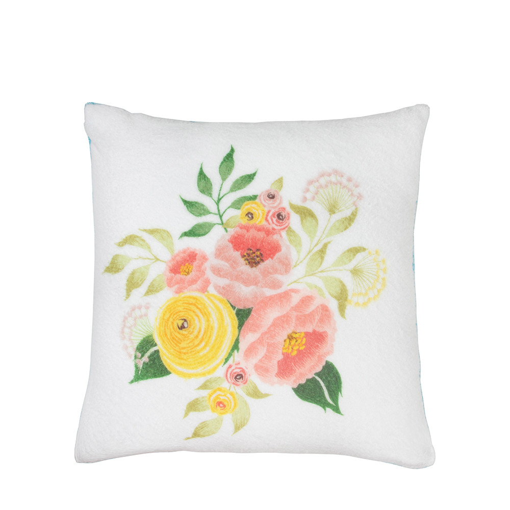 Housse de coussin carrée en peluche mélangée (blanc avec blanc, 40 x 40 cm)