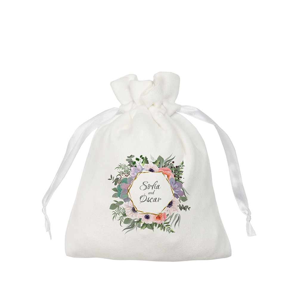 Sac à cordon en peluche double face (15*19 cm)