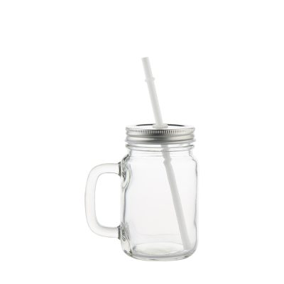 Pot Mason de 12 oz/350 ml avec paille (transparent)