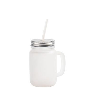 Pot Mason de 12 oz/350 ml avec paille (givré)