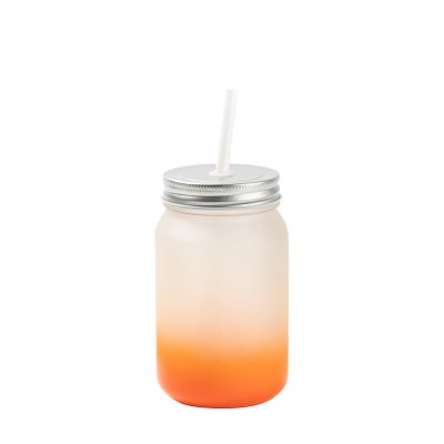 Pot Mason de 15 oz/450 ml sans poignée (givré, orange dégradé)