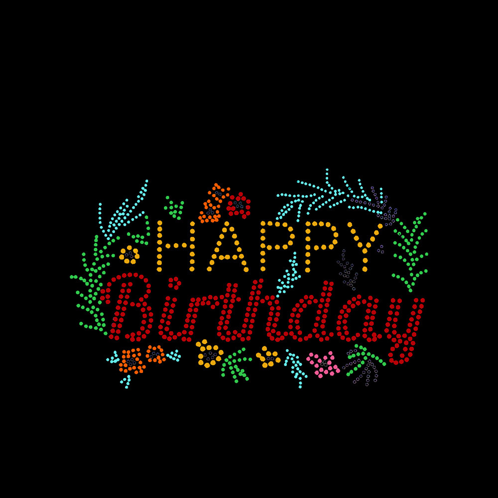 Feuille de transfert en faux strass (Joyeux anniversaire, 9,5 x 6 cm) 5 feuilles/paquet
