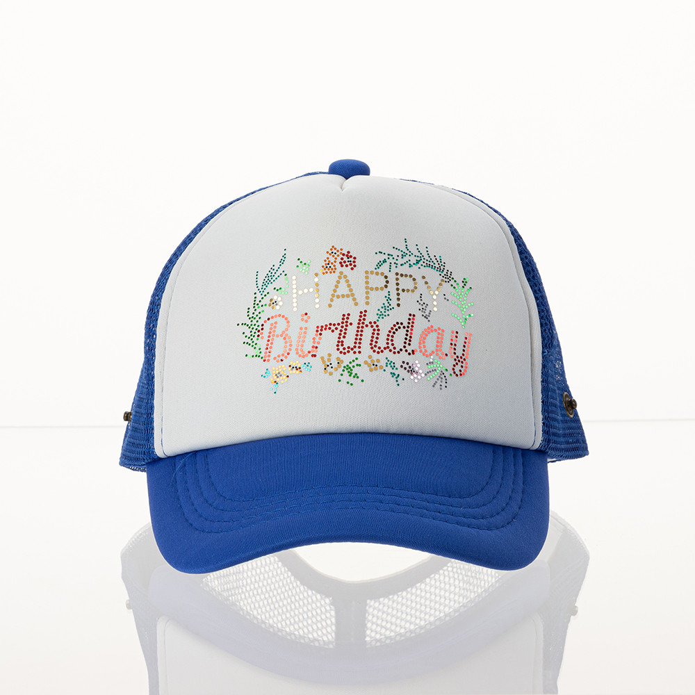 Feuille de transfert en faux strass (Joyeux anniversaire, 9,5 x 6 cm) 5 feuilles/paquet