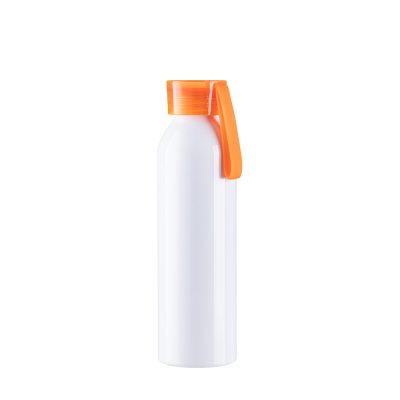 Bouteille en aluminium mince de sport portative de 22 oz/650 ml avec bouchon orange (blanc)
