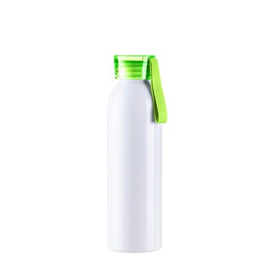 Bouteille en aluminium mince de sport portative de 22 oz/650 ml avec bouchon vert clair (blanc)