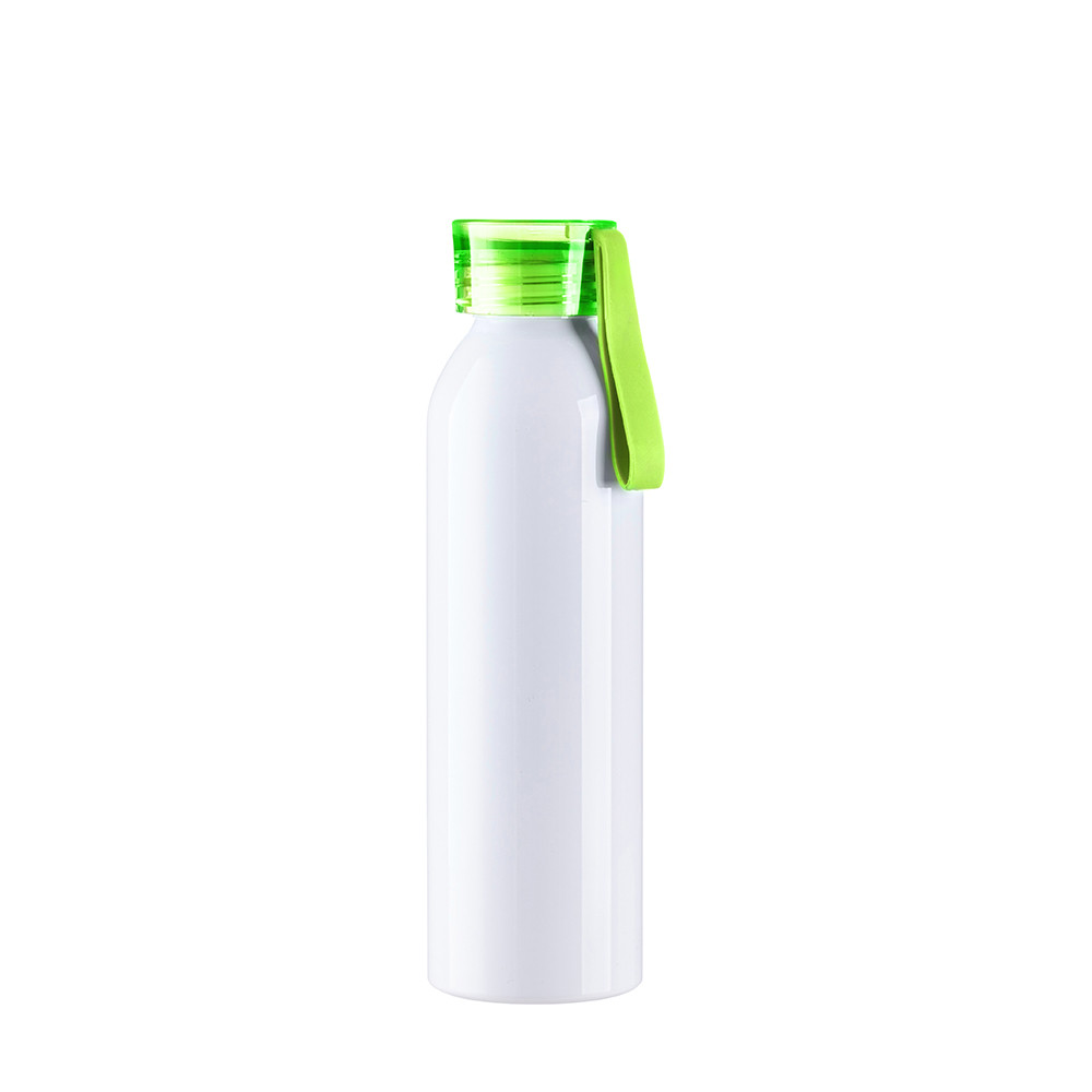 Bouteille en aluminium mince de sport portative de 22 oz/650 ml avec bouchon vert clair (blanc)