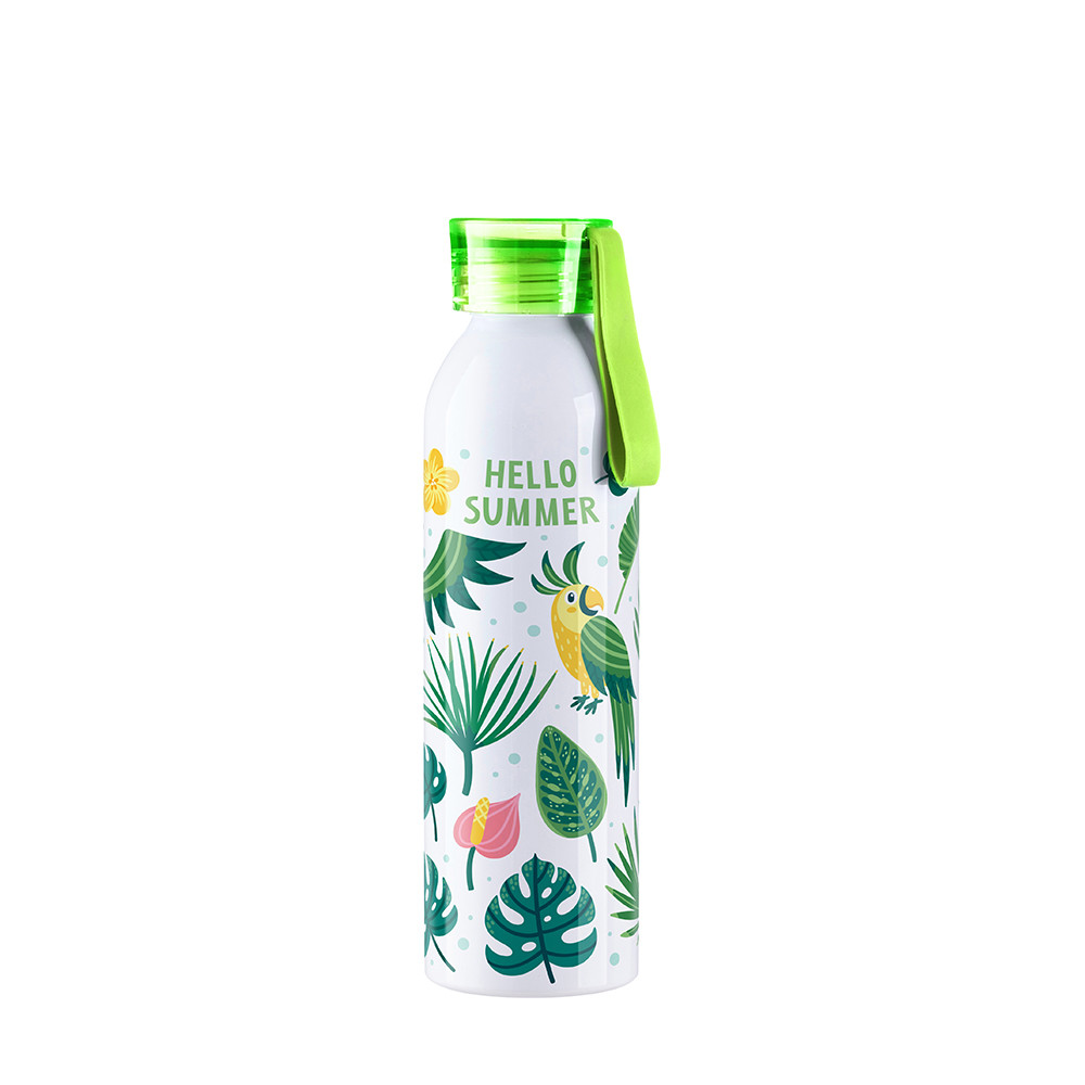 Bouteille en aluminium mince de sport portative de 22 oz/650 ml avec bouchon vert clair (blanc)
