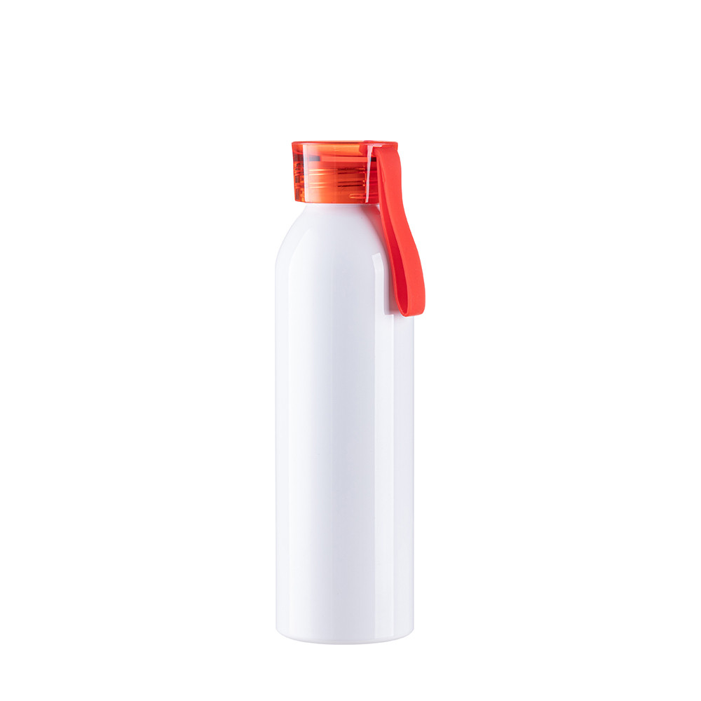 Bouteille en aluminium mince de sport portative de 22 oz/650 ml avec bouchon rouge (blanc)
