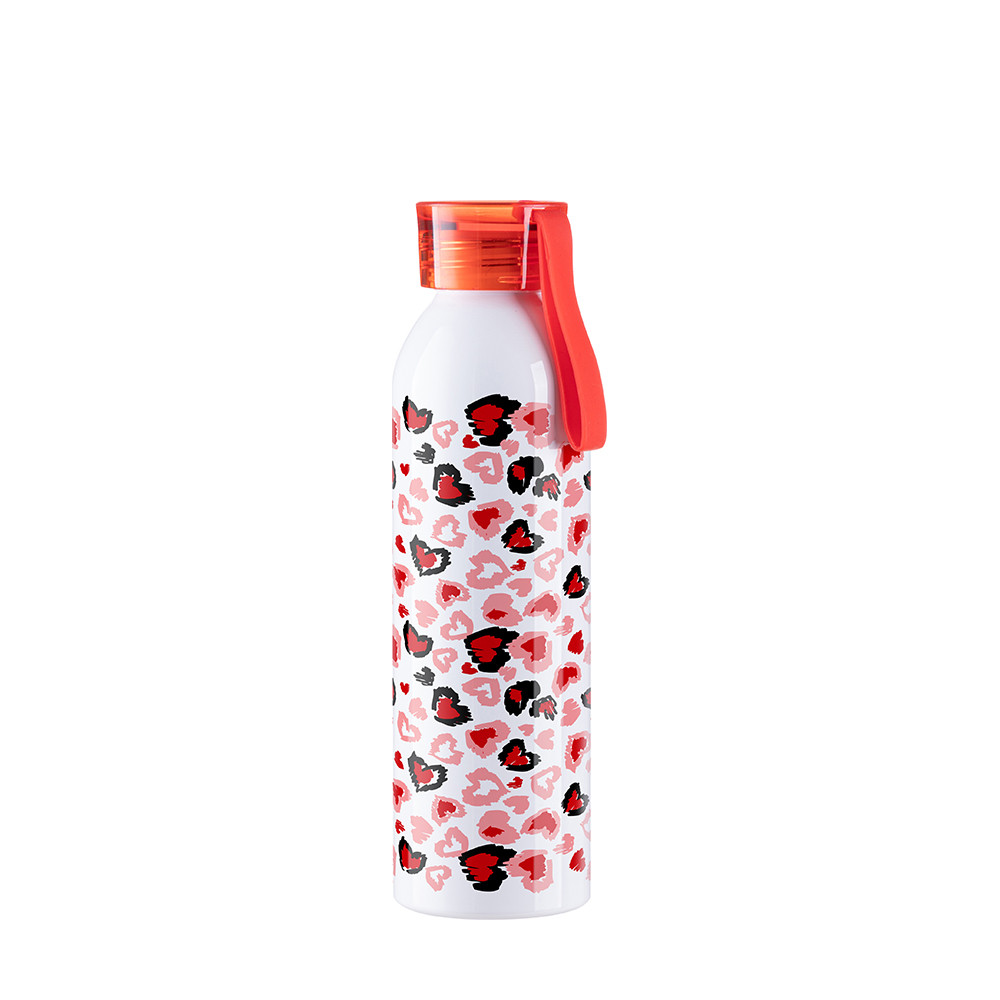 Bouteille en aluminium mince de sport portative de 22 oz/650 ml avec bouchon rouge (blanc)