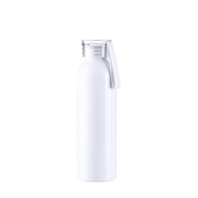 Bouteille en aluminium mince de sport portative de 22 oz/650 ml avec bouchon transparent (blanc)
