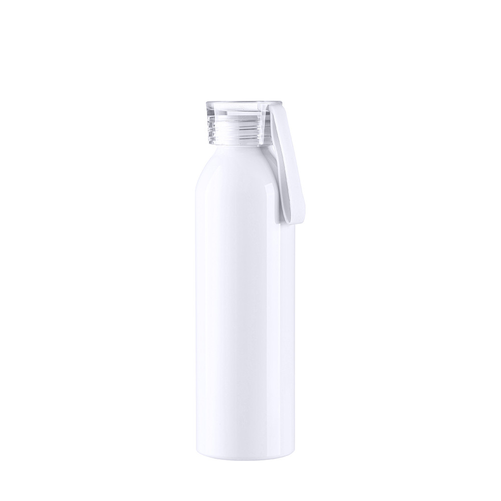 Bouteille en aluminium mince de sport portative de 22 oz/650 ml avec bouchon transparent (blanc)