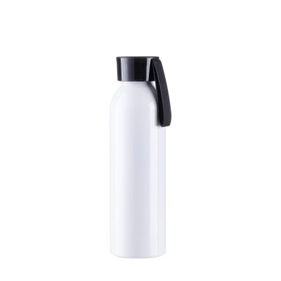 Bouteille en aluminium mince de sport portative de 22 oz/650 ml avec bouchon noir (blanc)
