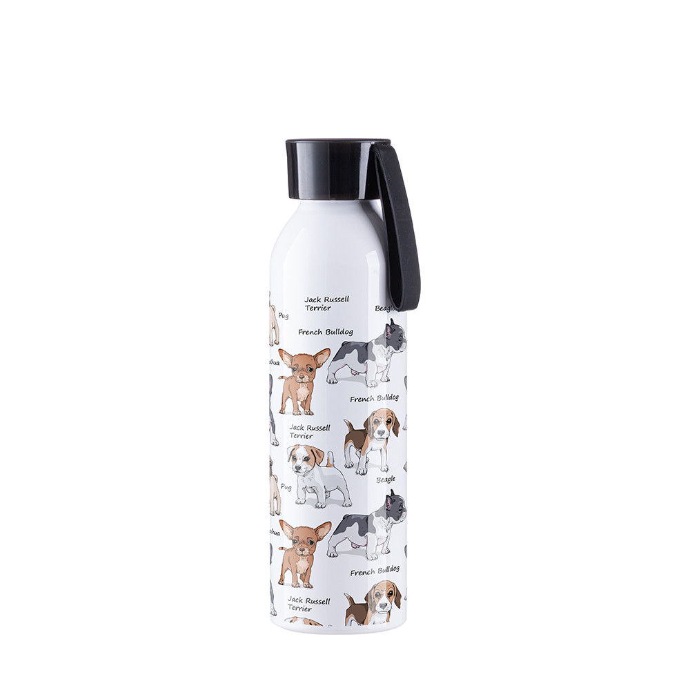 Bouteille en aluminium mince de sport portative de 22 oz/650 ml avec bouchon noir (blanc)