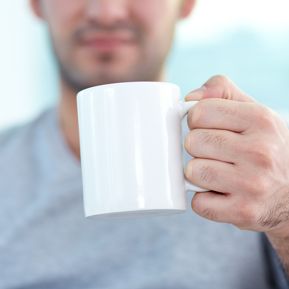 Tasse à revêtement blanc de 11 oz avec boîte individuelle blanche