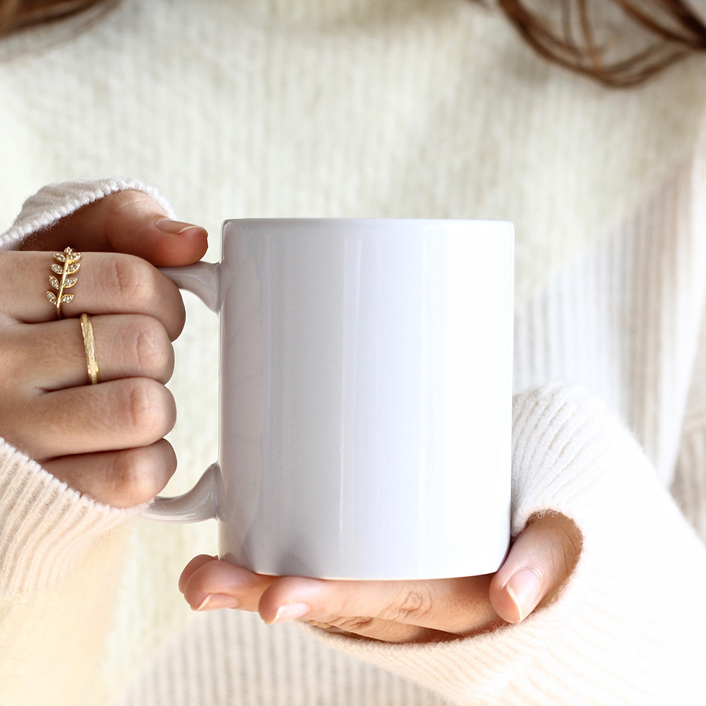 Tasse à revêtement blanc de 11 oz avec boîte individuelle blanche