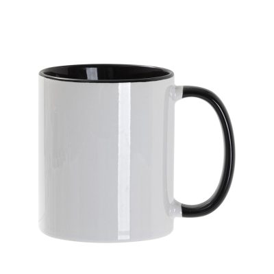 Tasse de couleur intérieure/poignée de 11 oz-noir