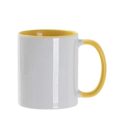 Tasse de couleur intérieure/poignée de 11 oz, jaune