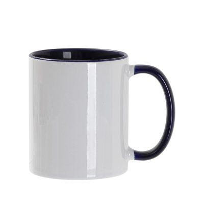 Tasse de couleur intérieure/poignée de 11 oz-bleu