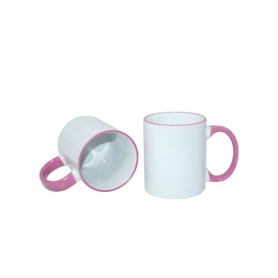 Tasse à poignée à bord de 11 oz - Rose