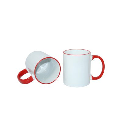 Tasse à poignée à bord de 11 oz - Rouge