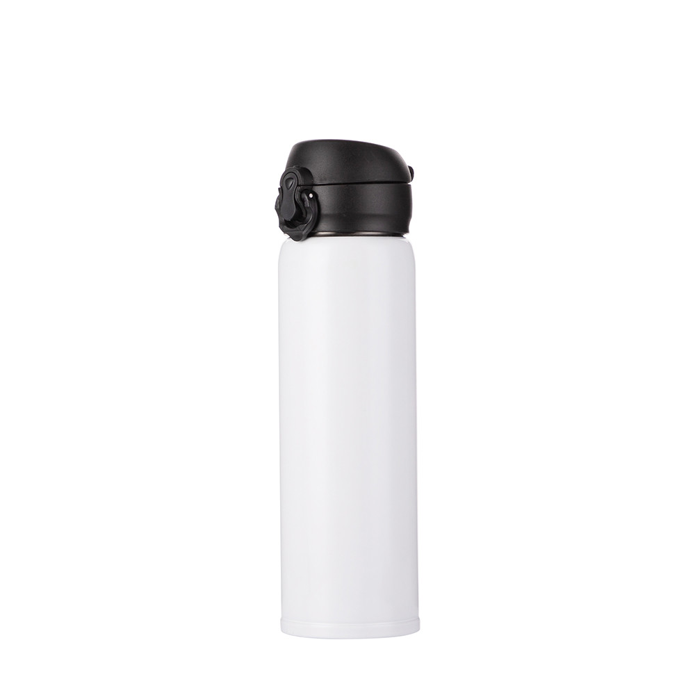 Bouteille en acier inoxydable avec couvercle pop de 500 ml/17 oz (blanc)