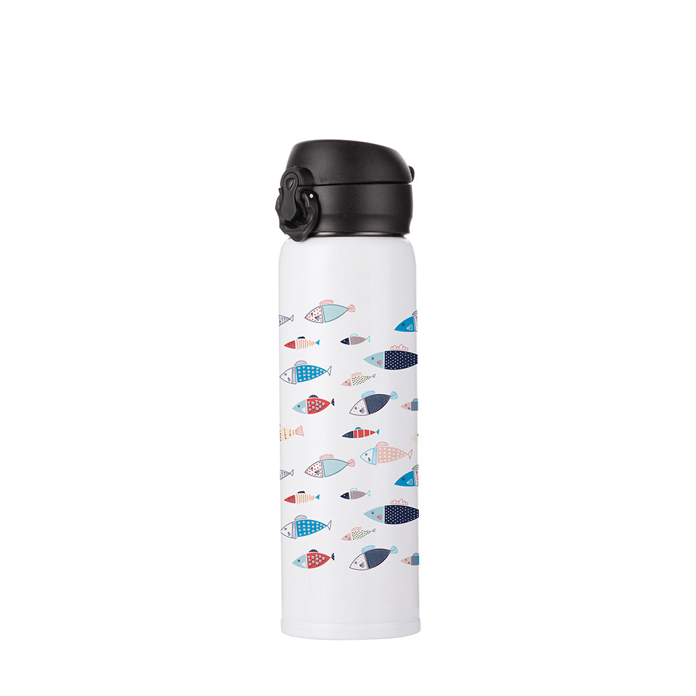 Bouteille en acier inoxydable avec couvercle pop de 500 ml/17 oz (blanc)