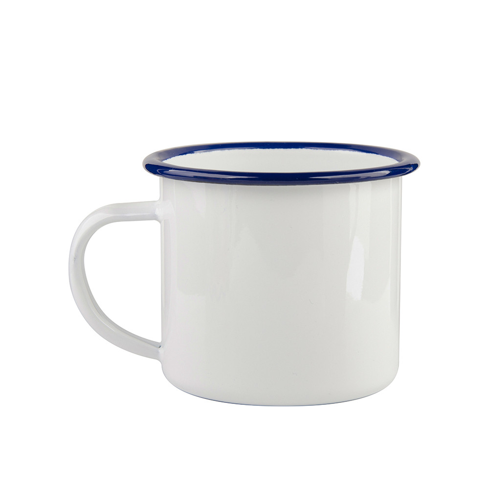 Tasse en émail de 12 oz/360 ml (bord bleu)