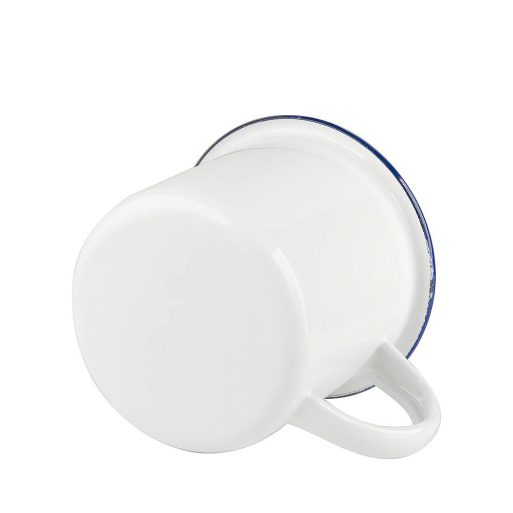 Tasse en émail de 12 oz/360 ml (bord bleu)