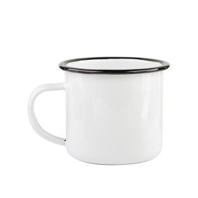 Tasse en émail de 12 oz/360 ml (bord noir)