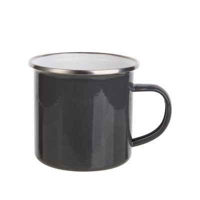 Tasse en émail coloré de 12 oz/360 ml (gris noir)