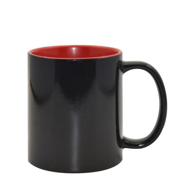 Tasse à changement de couleur noire de 11 oz (couleur intérieure) - Rouge