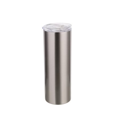 Gobelet 20oz/600ml avec paille et couvercle (argent)