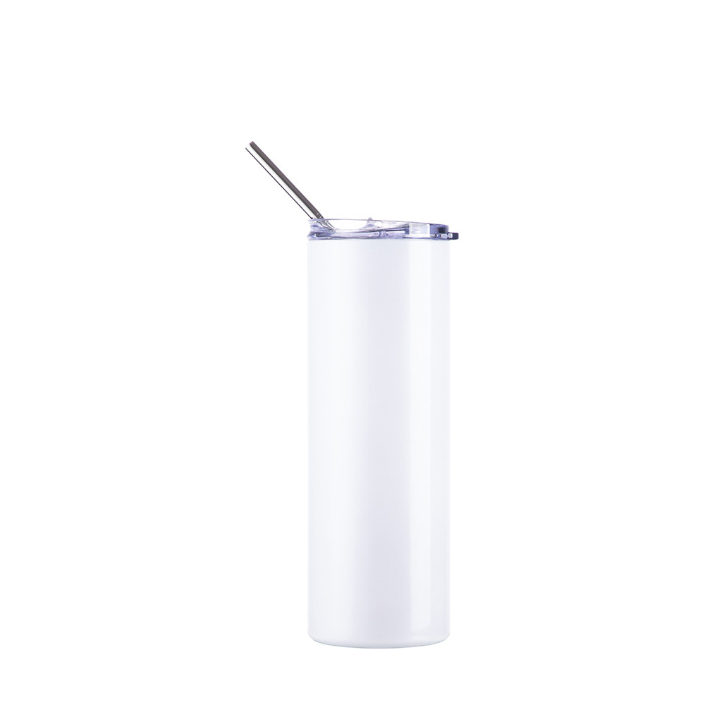 Gobelet SS à couleur changeante de 20 oz/600 ml avec paille et couvercle (activé par les UV, blanc à violet)