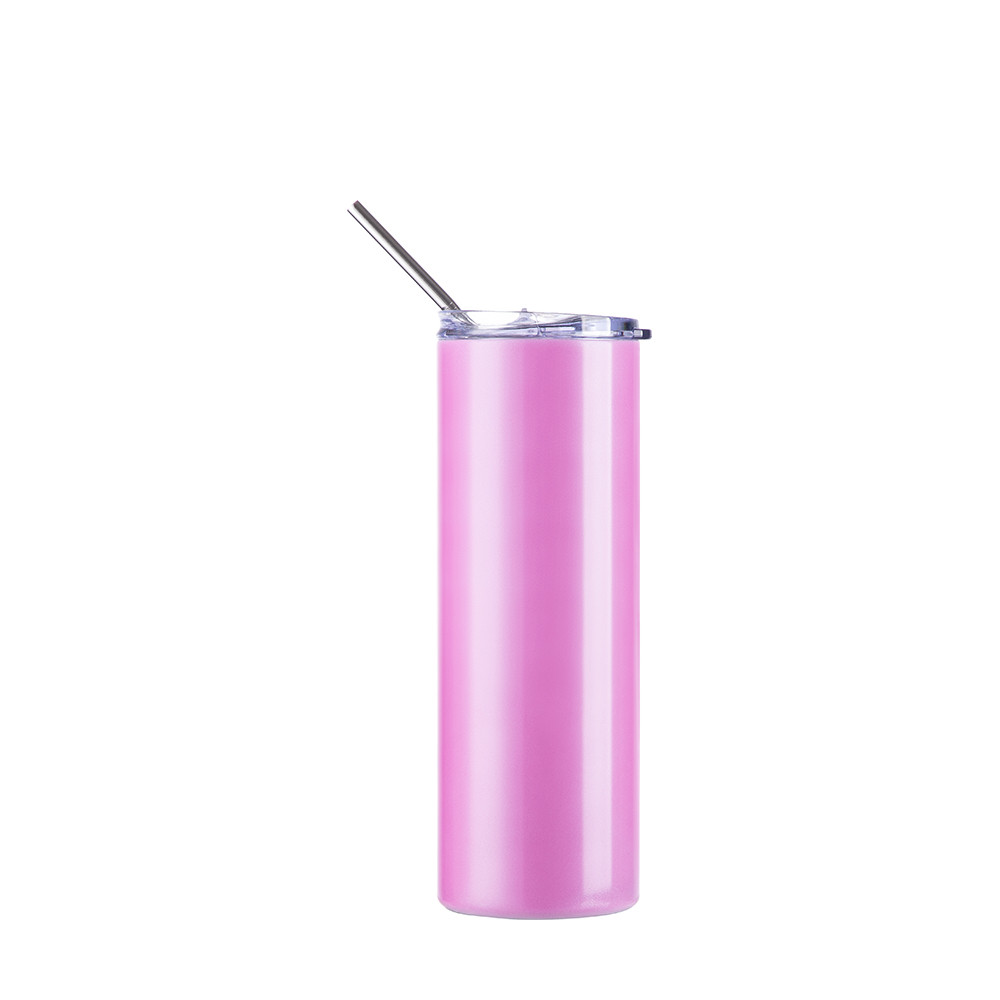 Gobelet SS à couleur changeante de 20 oz/600 ml avec paille et couvercle (activé par UV, blanc à rouge)