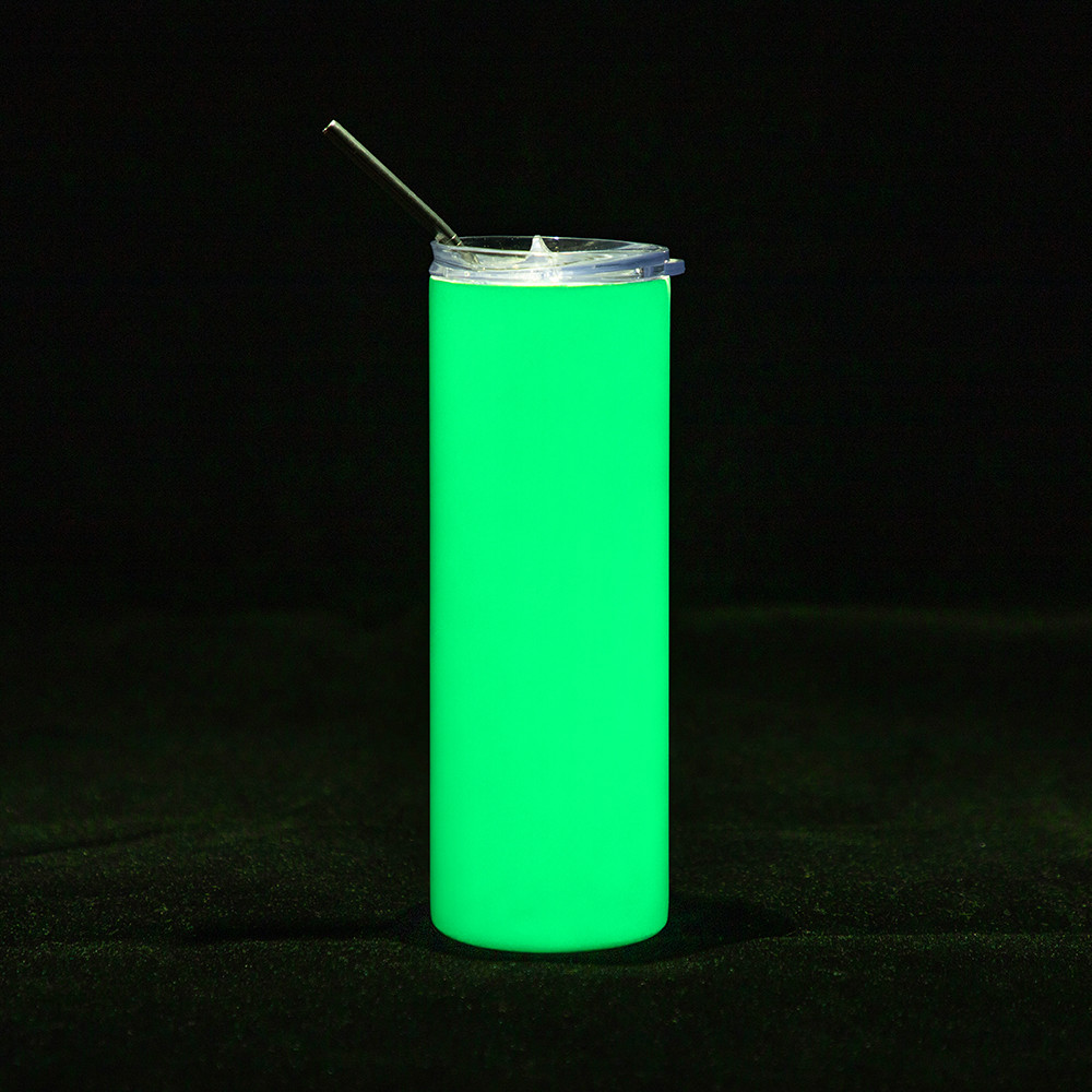 Gobelet SS 20oz/600ml avec paille et couvercle (brille dans le noir, blanc à vert)