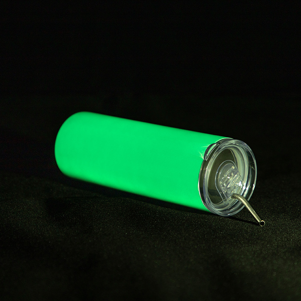 Gobelet SS 20oz/600ml avec paille et couvercle (brille dans le noir, blanc à vert)