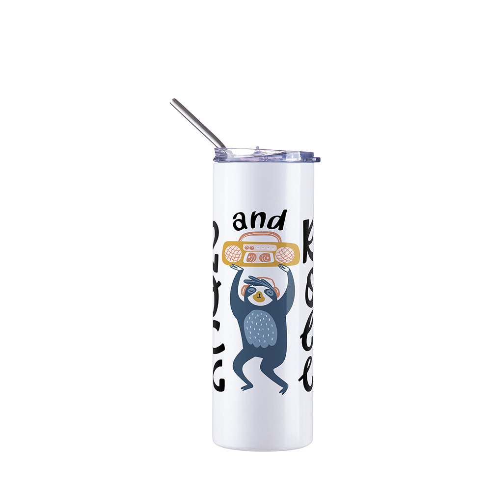 Gobelet SS 20oz/600ml avec paille et couvercle (brille dans le noir, blanc à vert)
