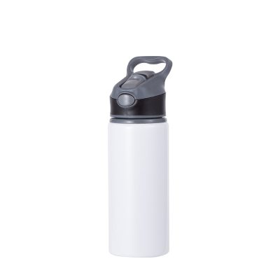 Bouteille d'eau en aluminium de 20 OZ/650 ml avec bouchon noir (blanc)